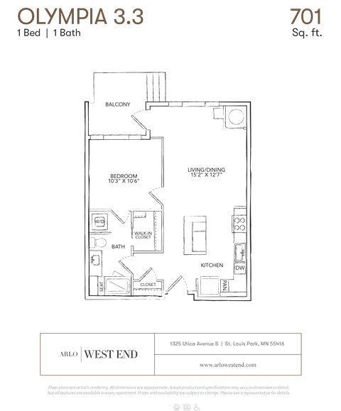 a floor plan of a unit with a bedroom and a bathroom